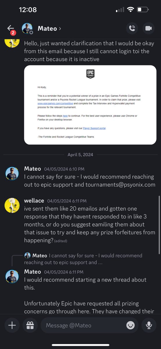 wellace_'s tweet photo. 1 year without main account access and I have not received a penny from RLCS or CRL I am owed over $5000 I really don’t know if this problem will get resolved without legal action which is beyond frustrating because I’ve been competing practically  for free for two years now 😐 https://t.co/FMDtCmSGzm