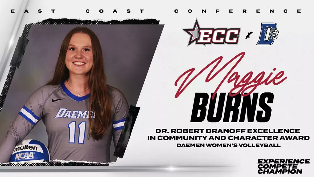 DaemenAthletics's tweet photo. NEWS | Maggie Burns of @DaemenWVB has been honored by the @ECCSports as a recipient of the prestigious Dr. Robert Dranoff Excellence in Community and Character Award. Congrats Maggie on a well deserved honor! #TheWildcatWay

Story: https://t.co/DldH0vNlP1 https://t.co/MxAbZQlIBO