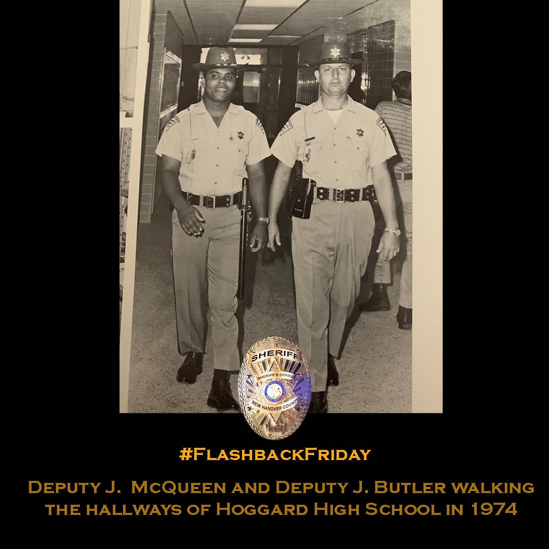 NewHanoverSO's tweet photo. #FlashBackFriday Deputy J. McQueen and Deputy J. Butler walking the hallways of Hoggard High School in 1974. 📸✨
#NHSO #NHSOSRO #NHSOHistory https://t.co/SKIUCIJTRj