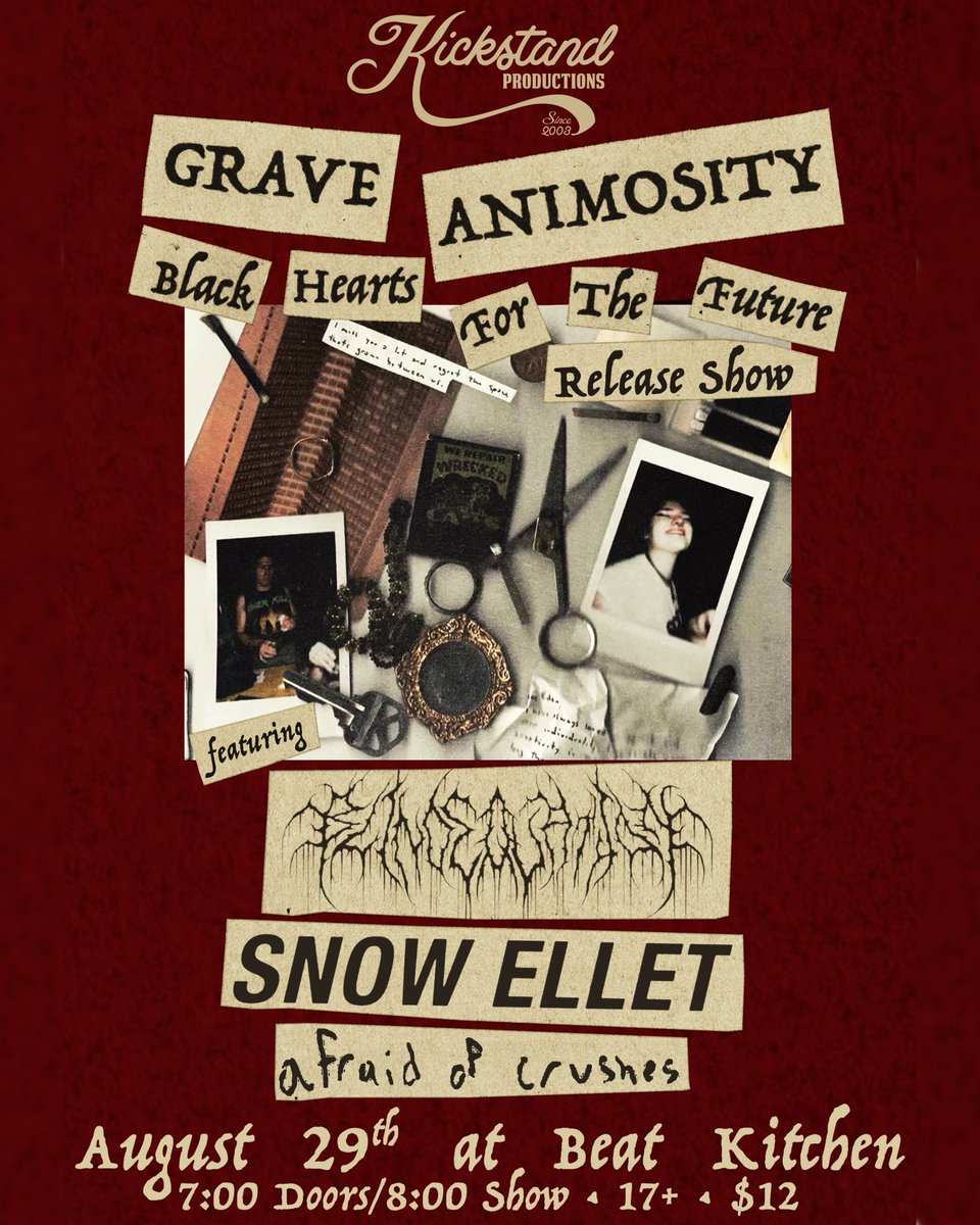 💥 NEW SHOW 💥
<a href="/graveanimosity/">Grave Animosity 🦇 Summon Spirits With The Sound</a> with <a href="/snowellet/">Snow 🏀🇲🇽🇵🇷</a>, <a href="/BlindEquation/">⁺‧₊˚ ཐི⋆BLIND EQUATION⋆ཋྀ ˚₊‧⁺</a> &amp; Afraid of Crushes
📆 THURS., AUGUST 29 at <a href="/beatkitchenbar/">Beat Kitchen</a> 
🎟 ON SALE NOW
🔗 bit.ly/4cuZeUl