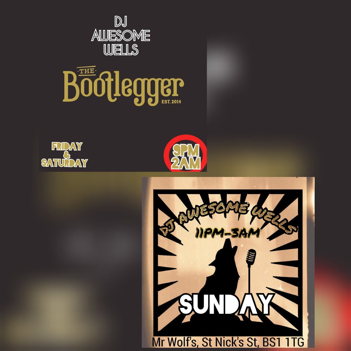 DJAwesomeWells (@djawesomewells) on Twitter photo Three chances to see me DJing in Bristol this weekend! Catch me at my residency <a href="/Brstlbootlegger/">Bristol Bootlegger</a> tonight & tomorrow. Then on Sunday I'll be howling the night away at <a href="/MrWolfsBristol/">Mr. Wolf's</a>
🎺🎺🐺⭕
#dj #bristol #weekend #tgif #cocktailbar #latenightbar Three chances to see me DJing in Bristol this weekend! Catch me at my residency <a href="/Brstlbootlegger/">Bristol Bootlegger</a> tonight & tomorrow. Then on Sunday I'll be howling the night away at <a href="/MrWolfsBristol/">Mr. Wolf's</a>
🎺🎺🐺⭕
#dj #bristol #weekend #tgif #cocktailbar #latenightbar