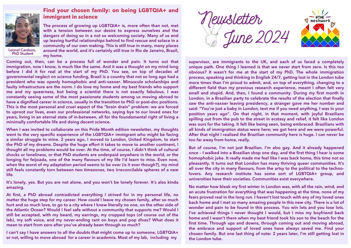 THEmeshwork (@themeshwork2020) on Twitter photo Celebrating the International LGBTQ+ #PrideDay and #PrideMonth with our June Newsletter!!! All credits to those that trusted us and let us share their stories!!! <a href="/OyieJessica/">Jessica Oyie</a> <a href="/JasonCMarvin/">Jason C. Marvin, PhD (he/they) 🏳️🌈🇹🇼</a> <a href="/LeonelCMenezes/">Leonel Cardozo de Menezes</a> <a href="/EJ_Mulholland/">Eoghan J Mulholland 🏳️🌈</a> Be proud this month and every month! #loveislove Celebrating the International LGBTQ+ #PrideDay and #PrideMonth with our June Newsletter!!! All credits to those that trusted us and let us share their stories!!! <a href="/OyieJessica/">Jessica Oyie</a> <a href="/JasonCMarvin/">Jason C. Marvin, PhD (he/they) 🏳️🌈🇹🇼</a> <a href="/LeonelCMenezes/">Leonel Cardozo de Menezes</a> <a href="/EJ_Mulholland/">Eoghan J Mulholland 🏳️🌈</a> Be proud this month and every month! #loveislove