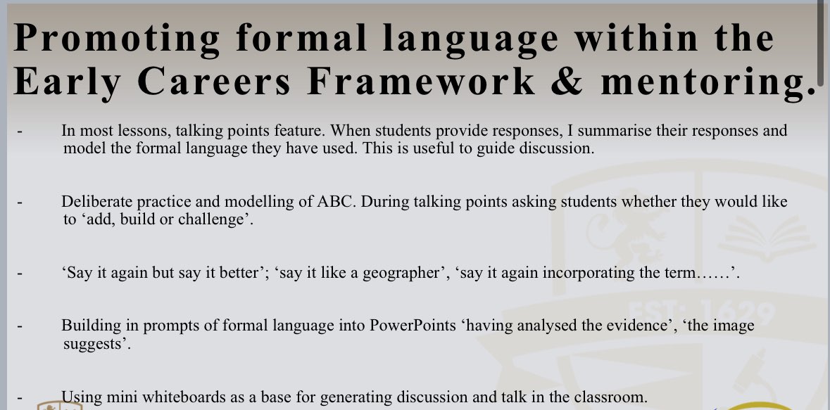 A quick look at strategies that I shared with the whole staff body today promoting the use of formal language and #oracy in Geography lessons as part of our communication strategy 🌎👩🏼‍🏫 #edutwitter