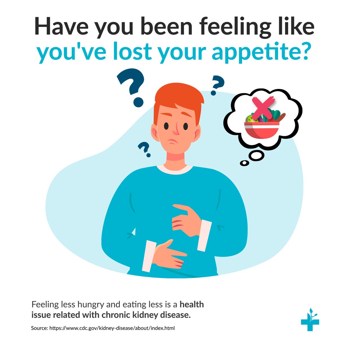 CarmenHealth's tweet photo. A lack of appetite comes with chronic kidney disease. 

Carmen [kidney] HEALTH can help you. Visit our Carmen dietitian to get a well-balanced diet to help you stay as healthy as possible during your kidney journey.

#CarmenKidneyHealth #CKD #KidneyDisease #Dialysis #Hemodialysis https://t.co/oL8XgNsKCw