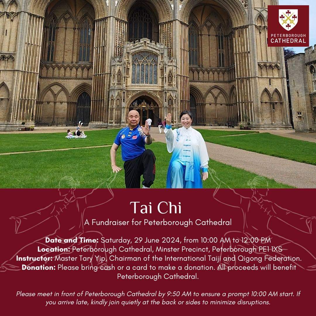 FaustinaYang6's tweet photo. #taichi with Master Tary at Peterborough Cathedral tomorrow 29/06/2024 10am to 12pm, hosted by @ChinesePTBO  and @ChineseWomenPB , all donations go to @pborocathedral.
Come to take part, watch, or take photos! #wellbeing #culture #community #health #worldwellbeingweek https://t.co/8mzWkdpdZF