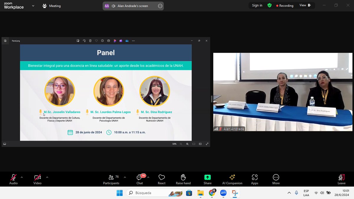 DIE_UNAH's tweet photo. 👩‍🏫👩‍⚕️👩‍🏫Interesante panel en nuestro VIII Encuentro de Docentes en Línea UNAH,donde 3 de nuestros docentes, expertos en el área de psicología, educación física y nutrición compartieron estrategias para el bienestar integral del docente universitario  #UNAH2024  #UNAHnuevaHistoria https://t.co/L9sdu13AFa