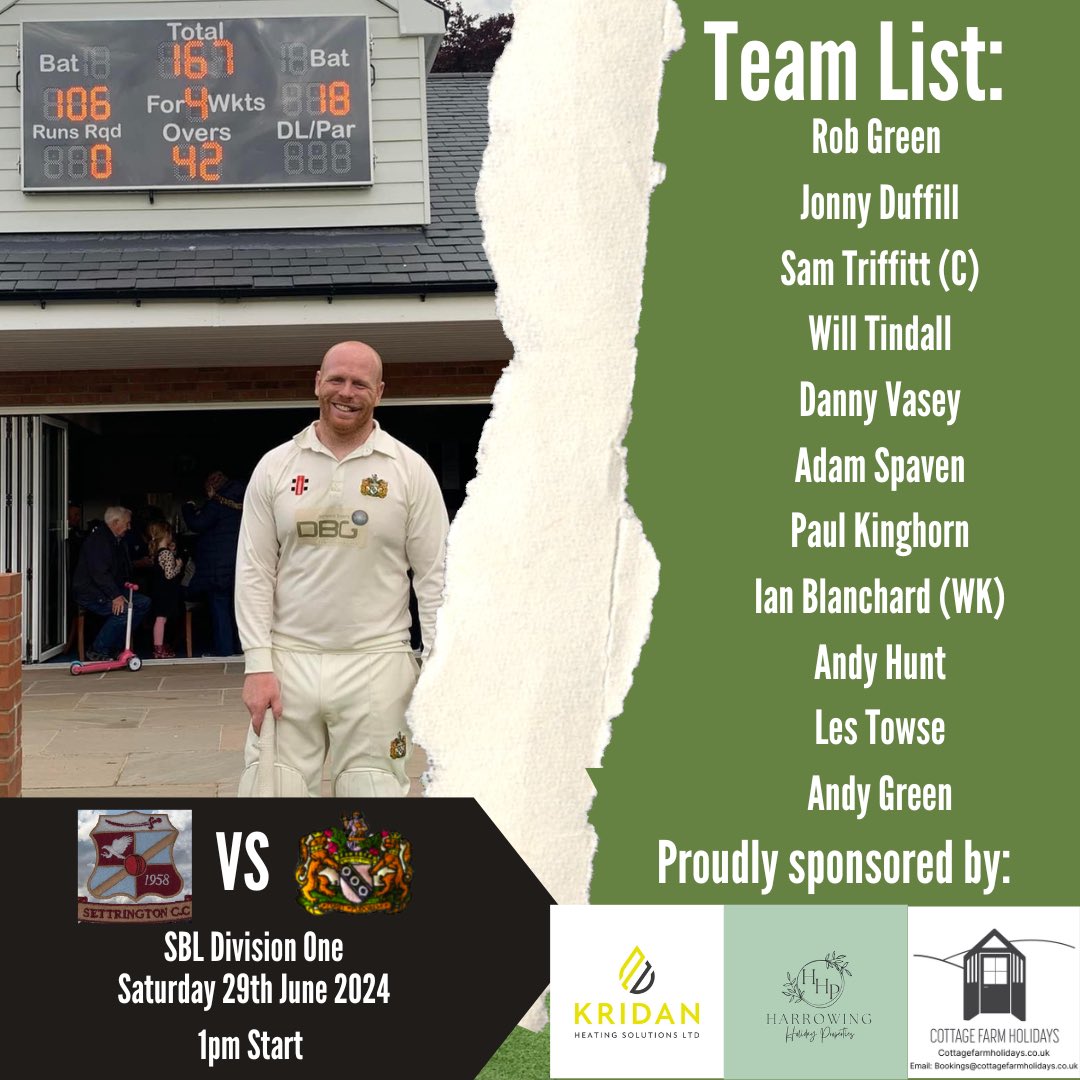 HeslertonCC's tweet photo. Your Heslerton side that will make the short journey to Settrington Cricket Club tomorrow. 

#HCC https://t.co/rWgf92vj1B