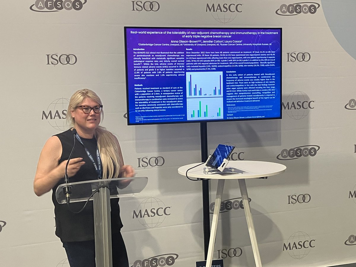 The amazing <a href="/AOlssonBrown/">Anna Olsson-Brown</a> presenting immunotoxicity gems at #MASCC24. Always educational!! <a href="/IOClinicalNet/">Immuno-Oncology Clinical Network</a>