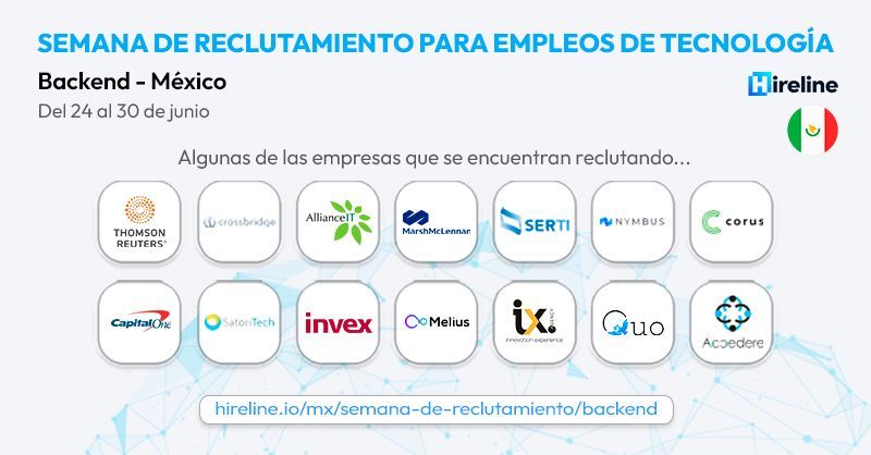 hirelineio's tweet photo. ¡Últimos días para aplicar a todas las vacantes de Backend que desees! Encuentra tu próximo empleo en https://t.co/D8dzlL83yW 

#Backend #ITJobs #BackendDevelopers #Hireline #ImpactaElFuturo https://t.co/Tl9OpZzkYO