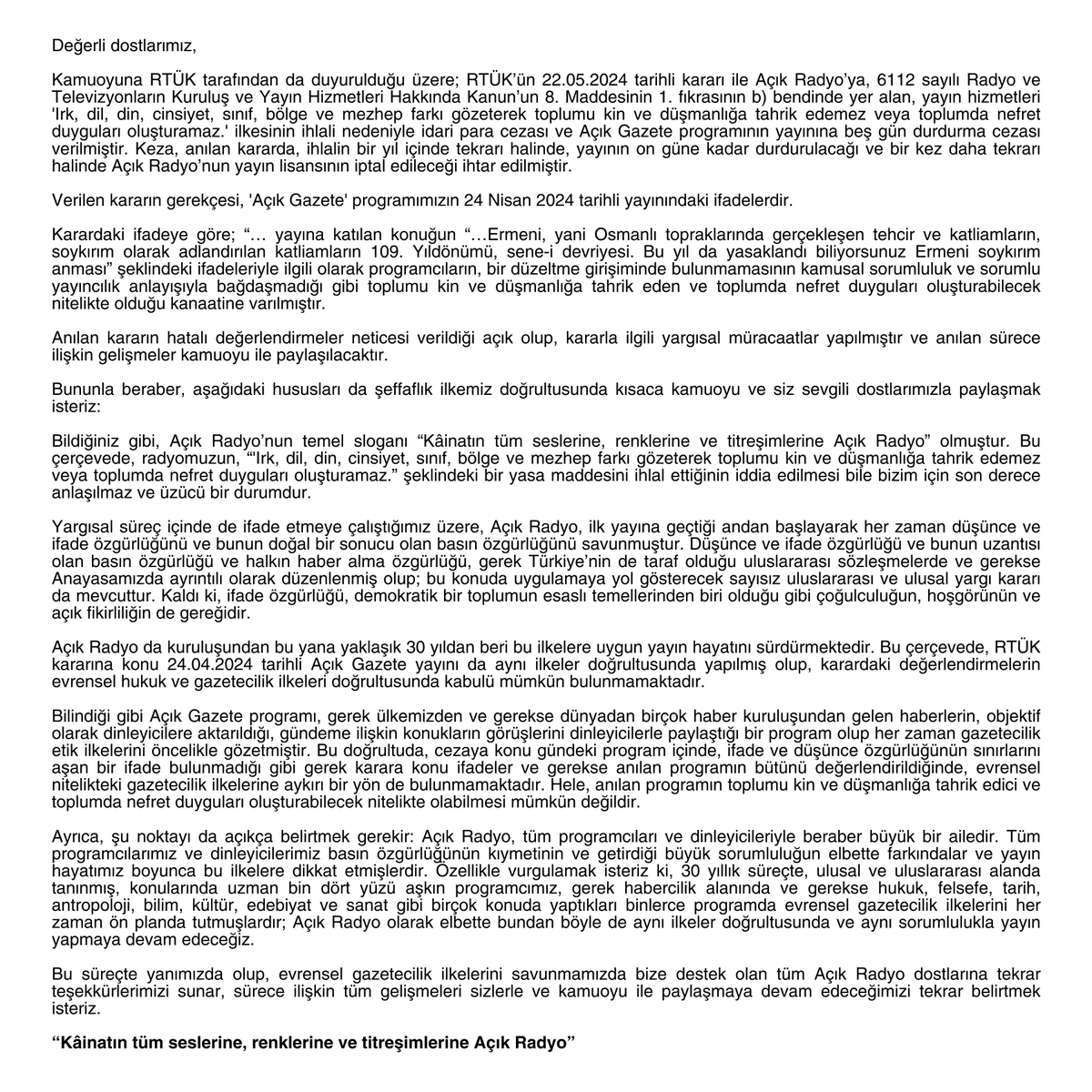 📢 Kamuoyuna Duyuru:

acikradyo.com.tr/duyuru/kamuoyu…