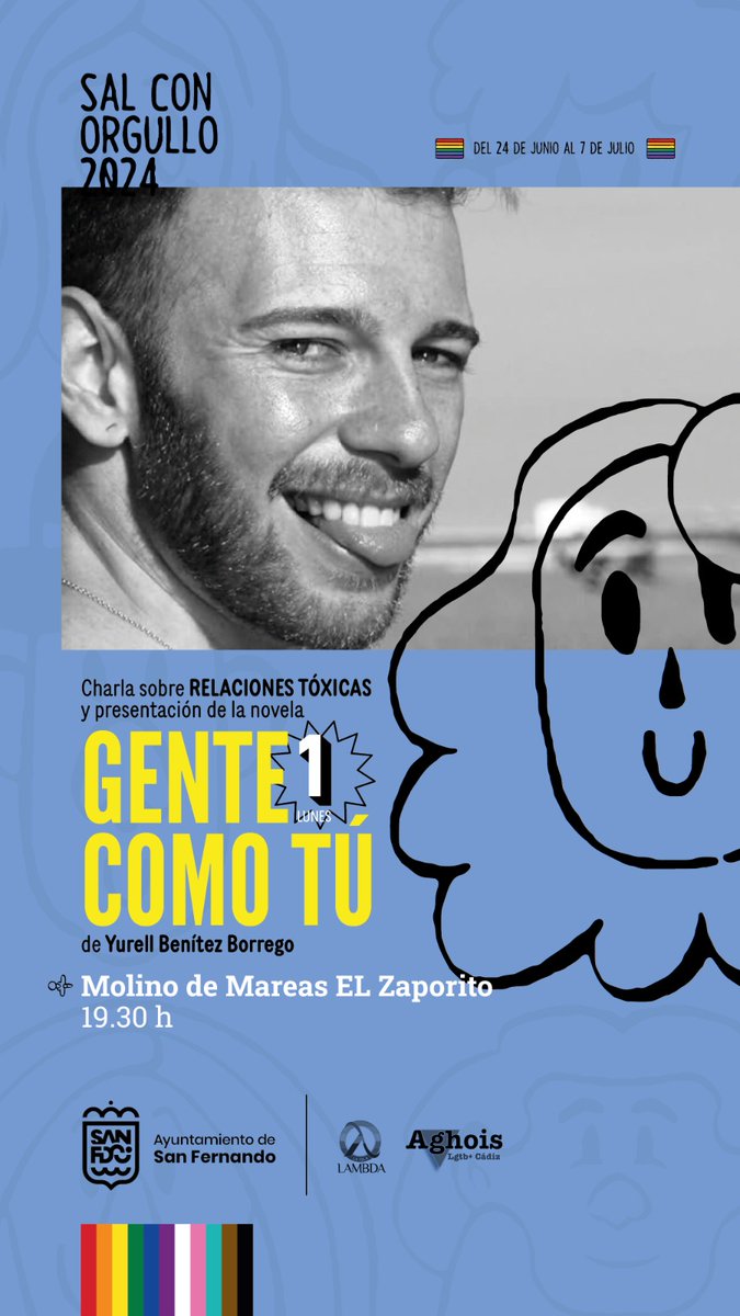 LambdaLaIsla's tweet photo. @yurellbb estamos deseando escucharte.

👉 Hablaremos sobre relaciones tóxicas.
👉 Presentación de la novela "Gente como tú".

Una actividad súper interesante y que podremos disfrutar en la Isla.

#salconorgullo https://t.co/6X0lFekSNl