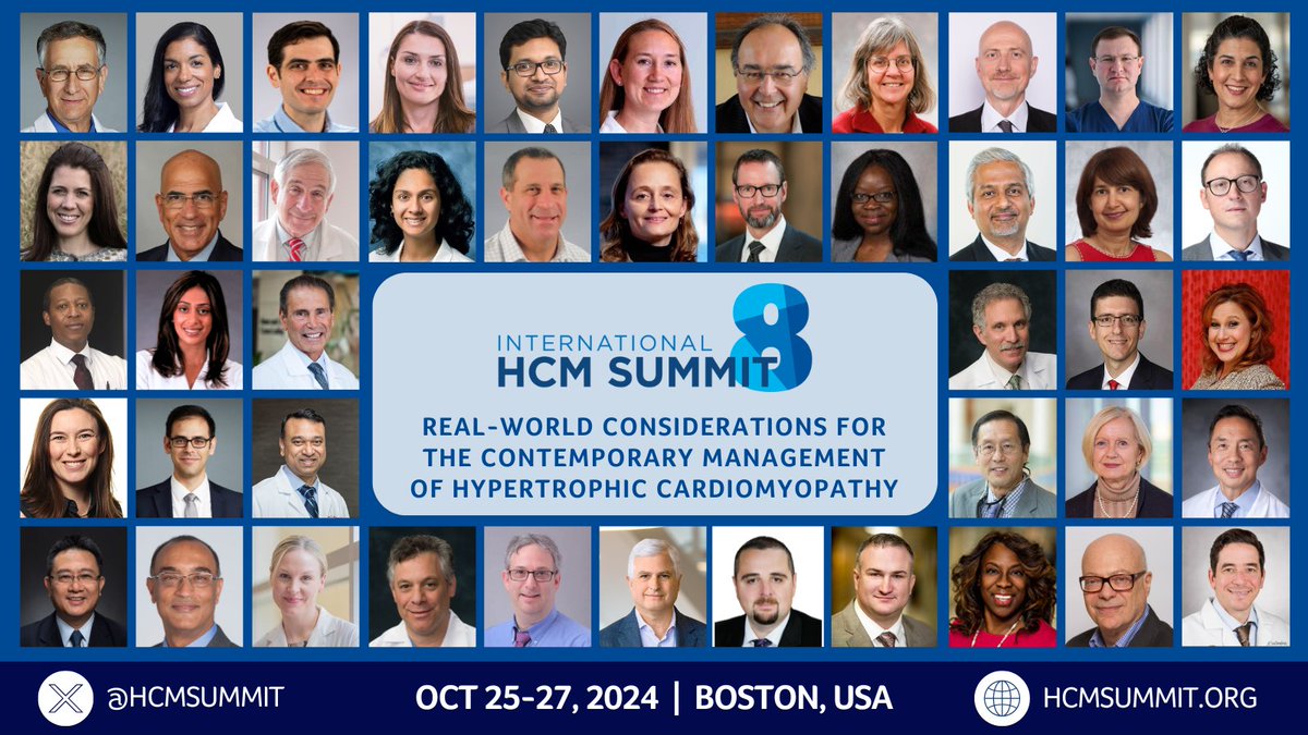 🚨Just 4 months away! Join us at the @hcmsummit in Boston (Oct 25-27). Hear from these 45 internationally renowned specialists at the definitive global scientific meeting on #hypertrophiccardiomyopathy. Tickets: hcmsummit.org. #cardiotwitter #cardioed #hcmsummit8 #hcm