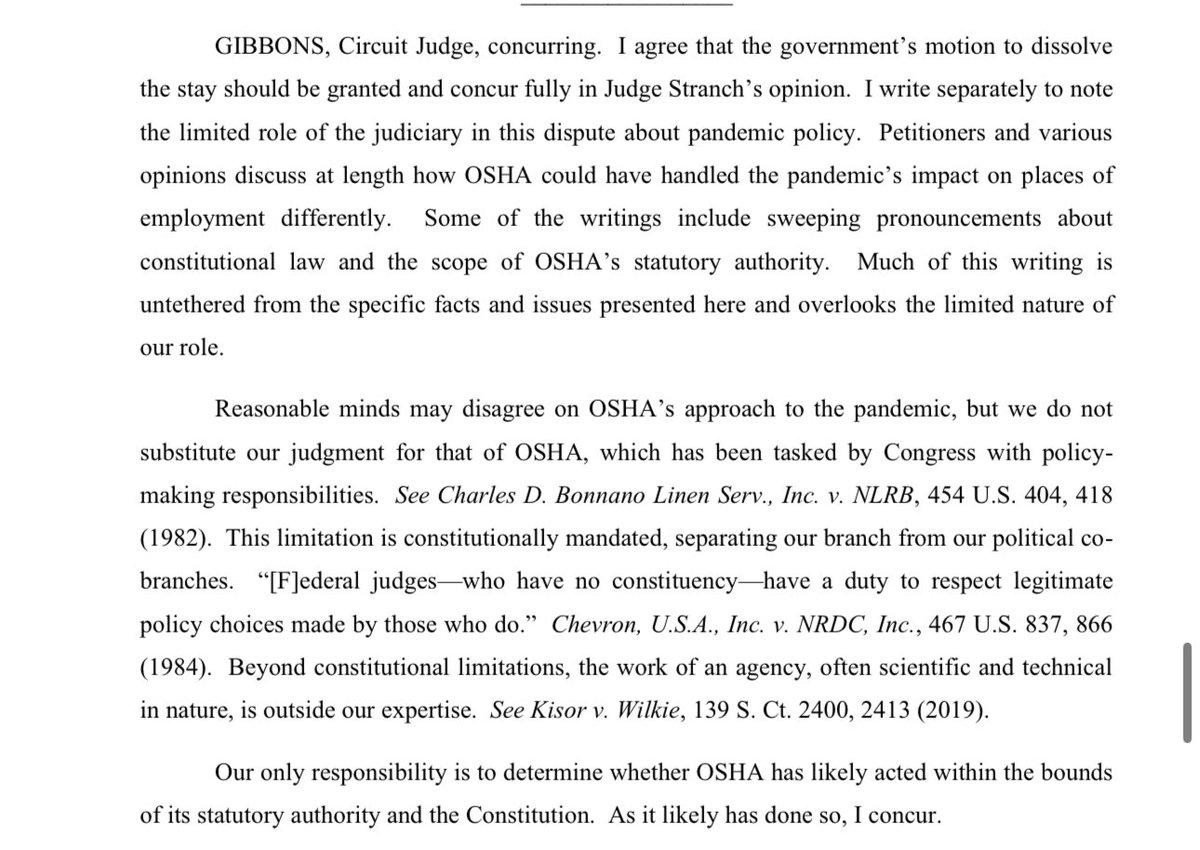 When OHSA unilaterally mandated that tens of millions of private sector workers take the COVID shot or wear masks, appellate courts cited the Chevron doctrine for allowing it 

People don’t understand how important it is that Chevron deference is dead