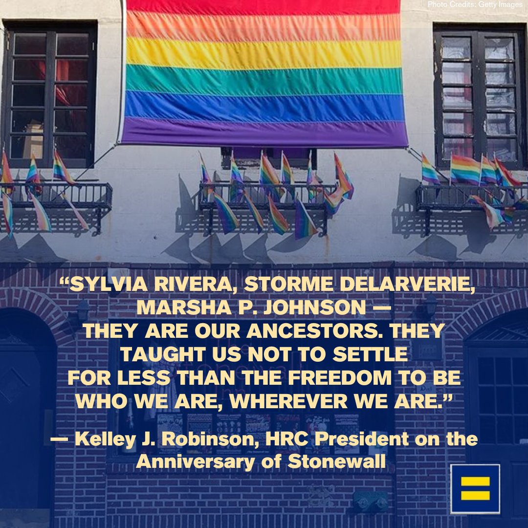 As we commemorate the anniversary of the Stonewall Riots, we must continue the legacy set forth by those before us. Our work is only complete once we achieve equality for all. #WeShowUp