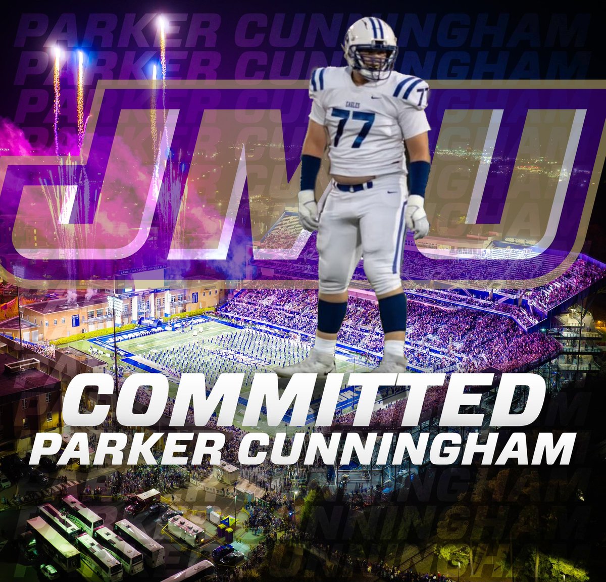 I am very proud to announce that I am 100% Committed to JMU! Go Dukes!!
<a href="/CoachAbbeySP/">Brian Abbey</a> <a href="/SPFB_Eagles/">South Park Football</a> <a href="/CoachBobChesney/">Robert Chesney</a> <a href="/Coach_Smith61/">Coach Chris Smith</a> <a href="/Coach_DKennedy/">Dean Kennedy</a> <a href="/CoachZar/">Chris Zarkoskie</a> <a href="/Coach_DiMike/">Anthony DiMichele</a> <a href="/JMUFootball/">JMU Football</a> <a href="/JMUFBRecruiting/">JMU Football Recruiting</a>