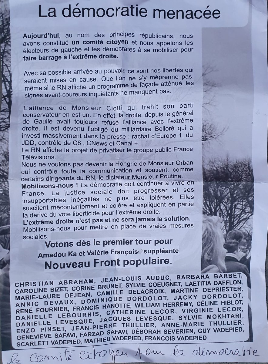 À #Meru, dans la 3eme circonscription de l'Oise, un comité citoyen a été créé pour soutenir le #FrontPopulaire ❤️🔥