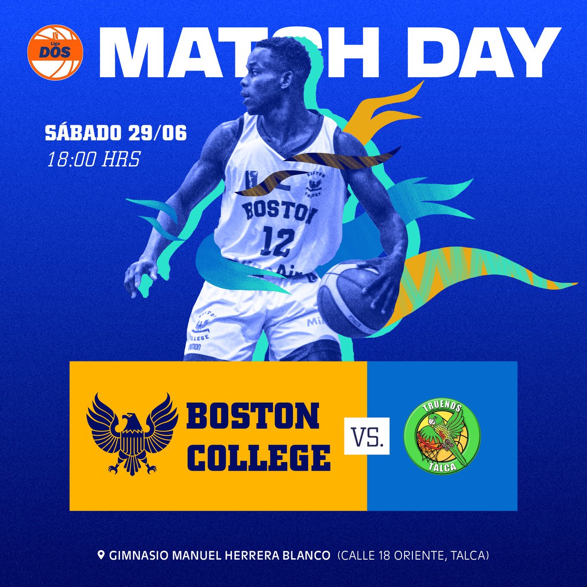 CDBostonChile's tweet photo. 𝐕𝐀𝐌𝐎𝐒 𝐁𝐎𝐒𝐓𝐎𝐍 🏀🔥🦅
Las #Águilas se desplazarán a la Región del Maule con la convicción de sumar en un partido trascendental válido por la LNB DOS de @liga_nacional 🇨🇱🏆
🆚 #TruenosDeTalca
📅 Sábado 29/06, 18:00 hrs
📍 Gimnasio Manuel Herrera Blanco
#DaleBoston 🔵🟡 https://t.co/BkYlwryyKd