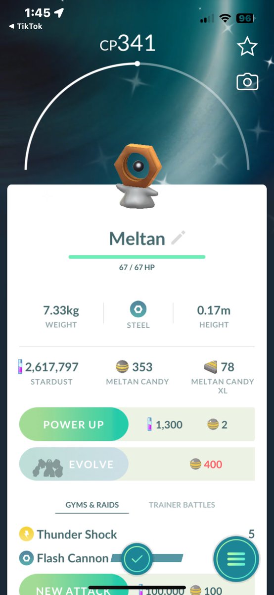 hkish_'s tweet photo. Good start to the Pokémon GO event, shiny Meltan! #PokemonGO #PokemonGOFest2024 https://t.co/EaoCAVr5wS