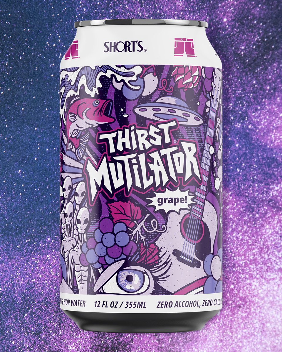 New #BillyStrings #ShortsBrewing #ThirstMutilator #packagedesign by #GIGART New Grape Flavor Hop Water