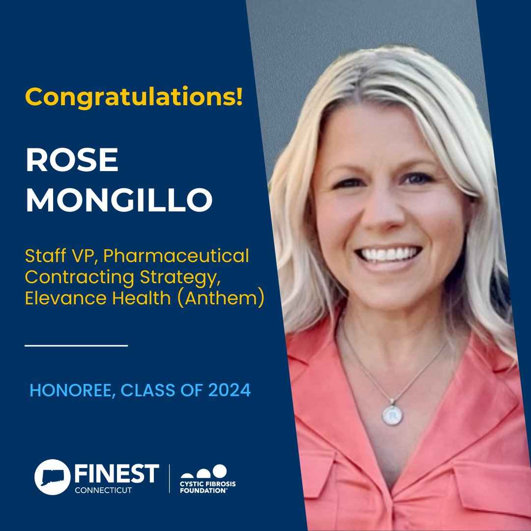 Join us in welcoming Rosemarie Mongillo of Elevance Health (Anthem BCBS) to the CT's Finest class of 2024! Congratulations and thank you for your commitment to a cure for cystic fibrosis.

To learn how you can support her fundraising efforts, please visit: finest.cff.org/CTFinest/rosem…
