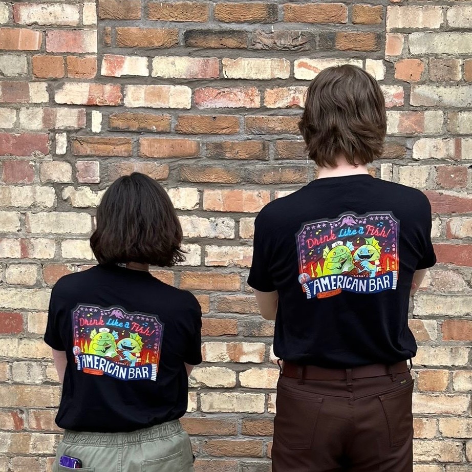 T-shirts me and my friend @AndrewRPope designed for The American Bar in Belfast ❤️⚓️