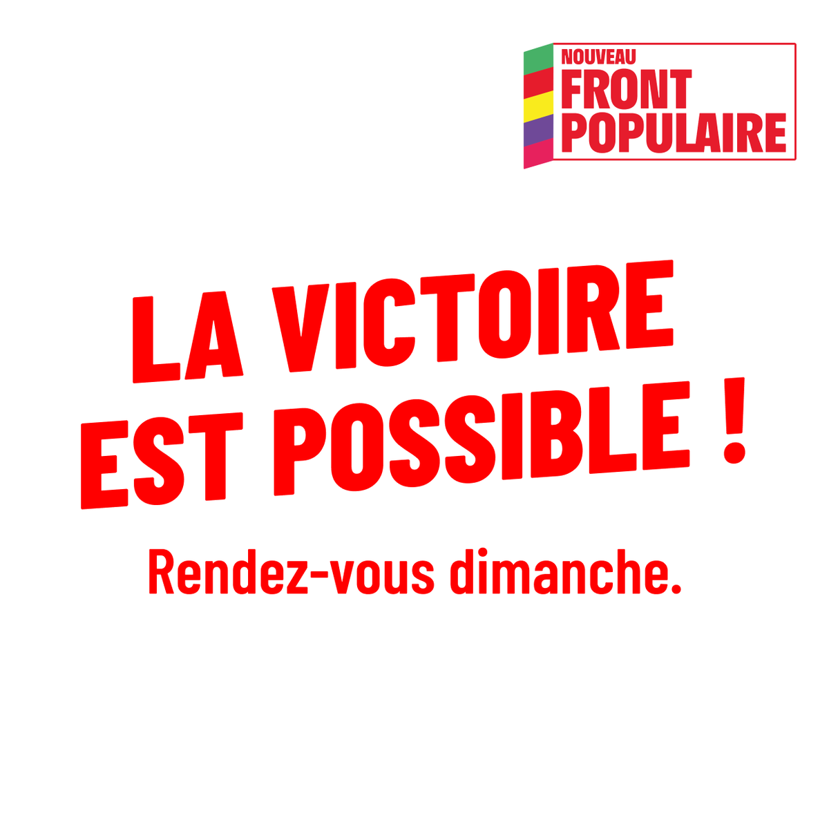 EELV's tweet photo. La victoire est possible !

Votez, et faites voter.

Rendez-vous dimanche.

#NouveauFrontPopulaire https://t.co/Tvwvm1WMBI