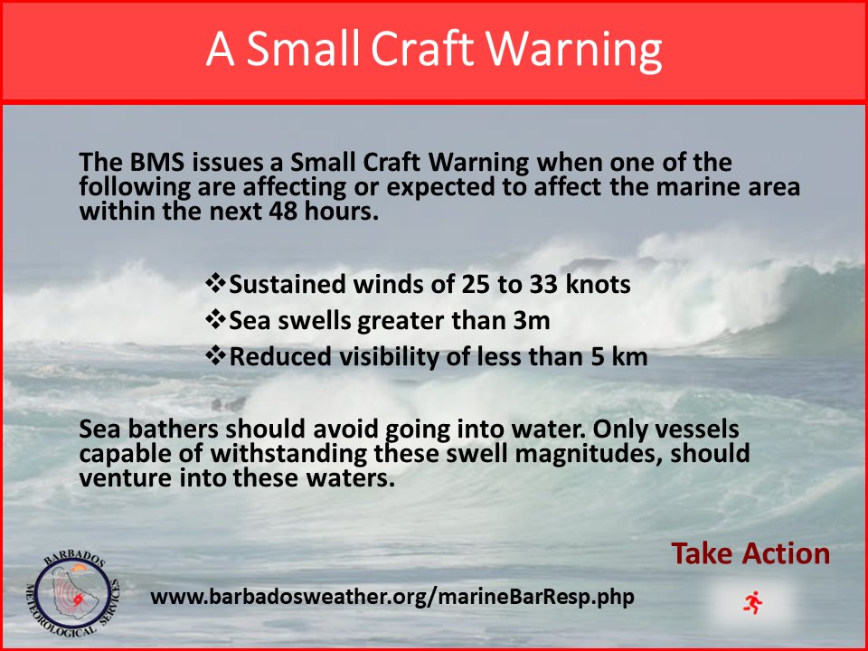 services84195's tweet photo. A SMALL CRAFT AND HIGH SURF WARNING IS IN EFFECT FOR BARBADOS

For more information, please visit https://t.co/QpVxjcgdDT. https://t.co/CHeNPIOi4G
