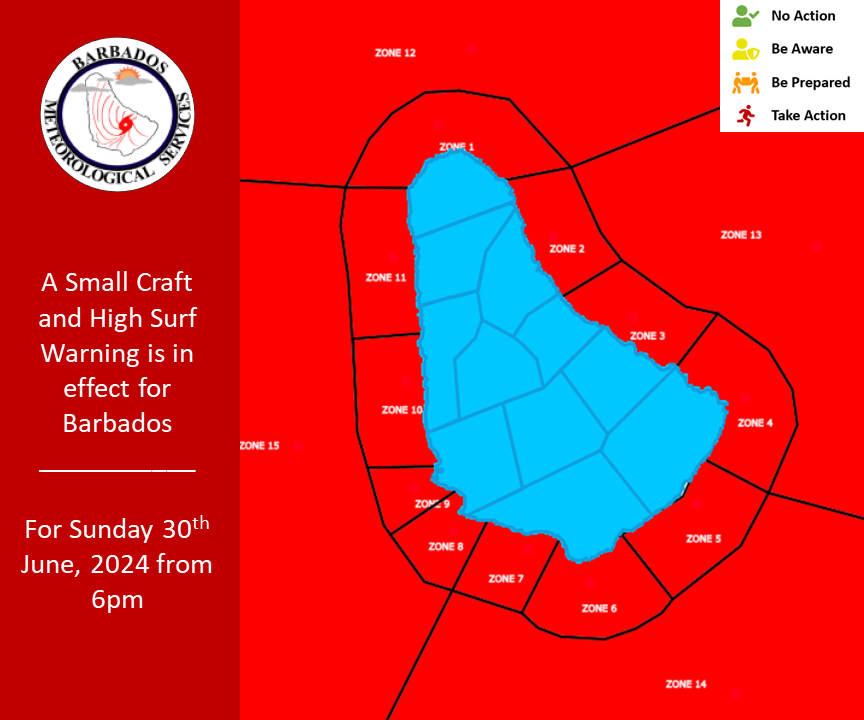 services84195's tweet photo. A SMALL CRAFT AND HIGH SURF WARNING IS IN EFFECT FOR BARBADOS

For more information, please visit https://t.co/QpVxjcgdDT. https://t.co/CHeNPIOi4G