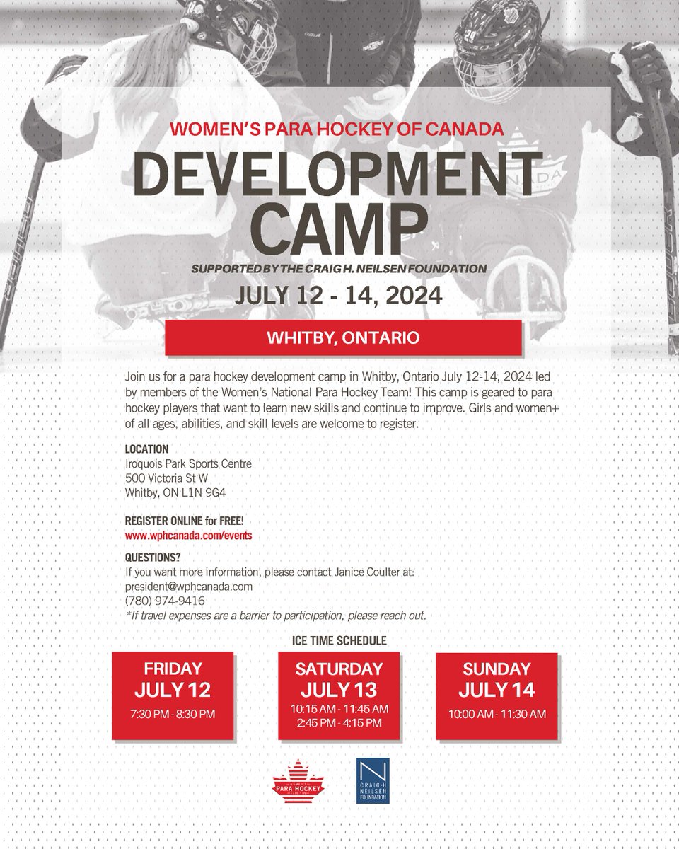 CSHWT's tweet image. Registration for our 2024 Whitby Development Camp is officially open!

Girls and women+ of all ages, abilities, and skill levels are welcome to register.

Register Online for Free:
🌐 wphcanada.com/events