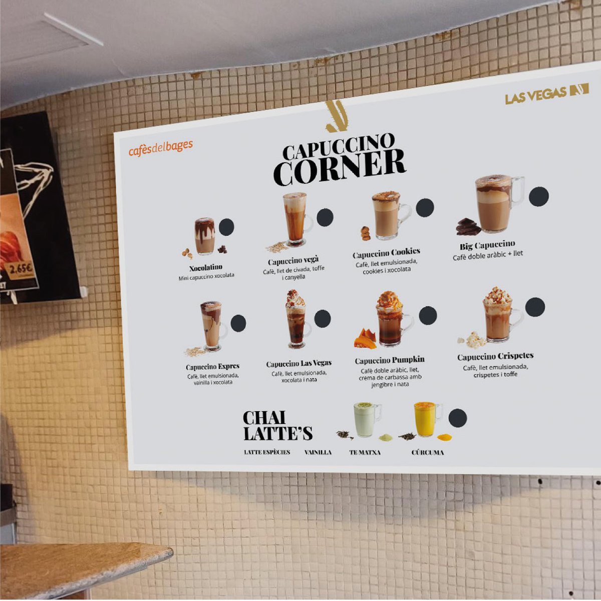 El <a href="/restaurant/">likeable restaurants</a>.lasvegas és un dels preferits a Manresa. És un punt de trobada on sempre es pot gaudir d'un bon cafè i menjar de qualitat.
Aquí podeu veure els dos dissenys per promocionar la seva carta de Capuccino.
Les fotos de producte són de la companya Isabel Casanova.
