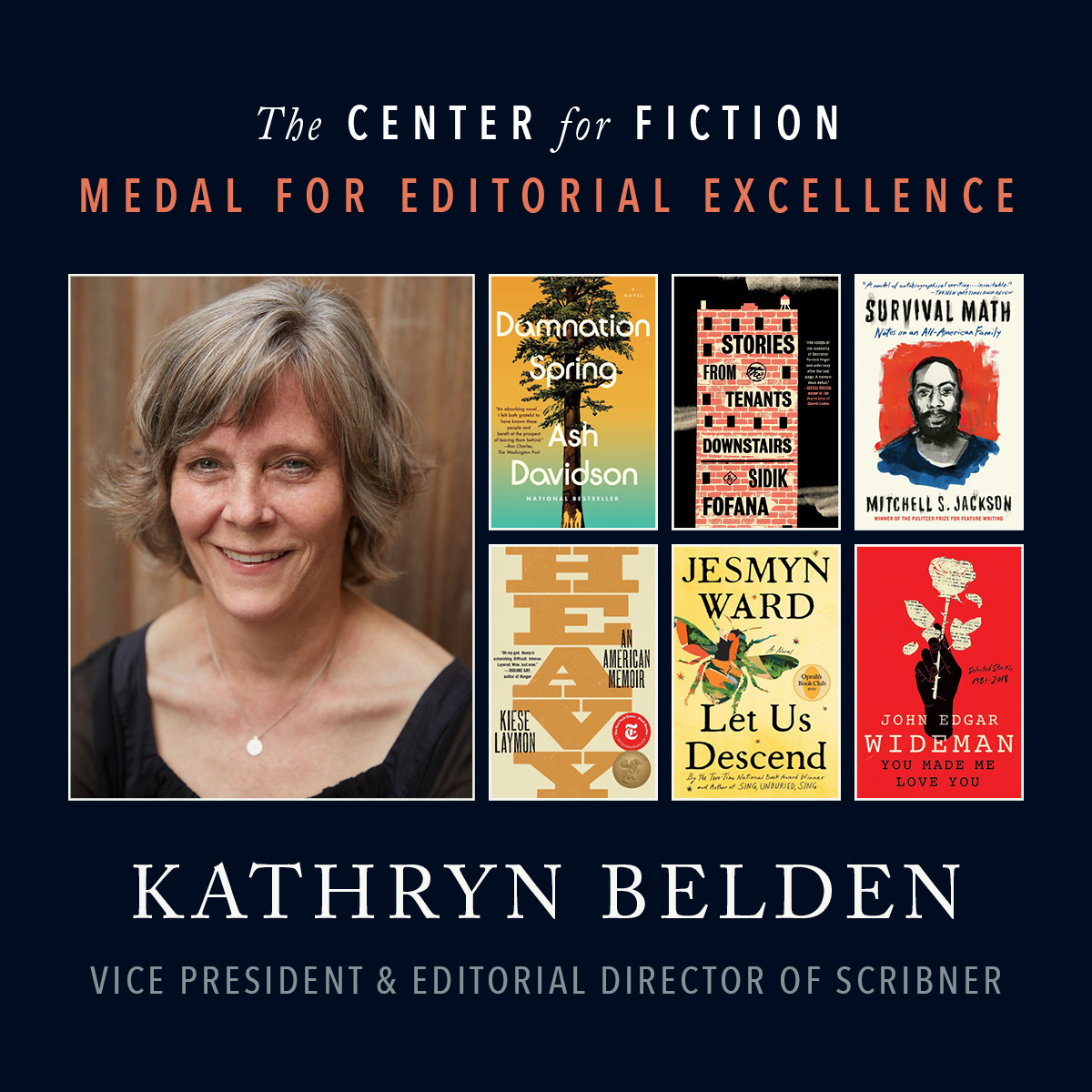 Center4Fiction's tweet photo. We are thrilled to award Kathryn Belden, Vice President and Editorial Director of @ScribnerBooks, the 2024 Medal for Editorial Excellence! https://t.co/QvXw0Gcvyd https://t.co/e9tpLzIQgt