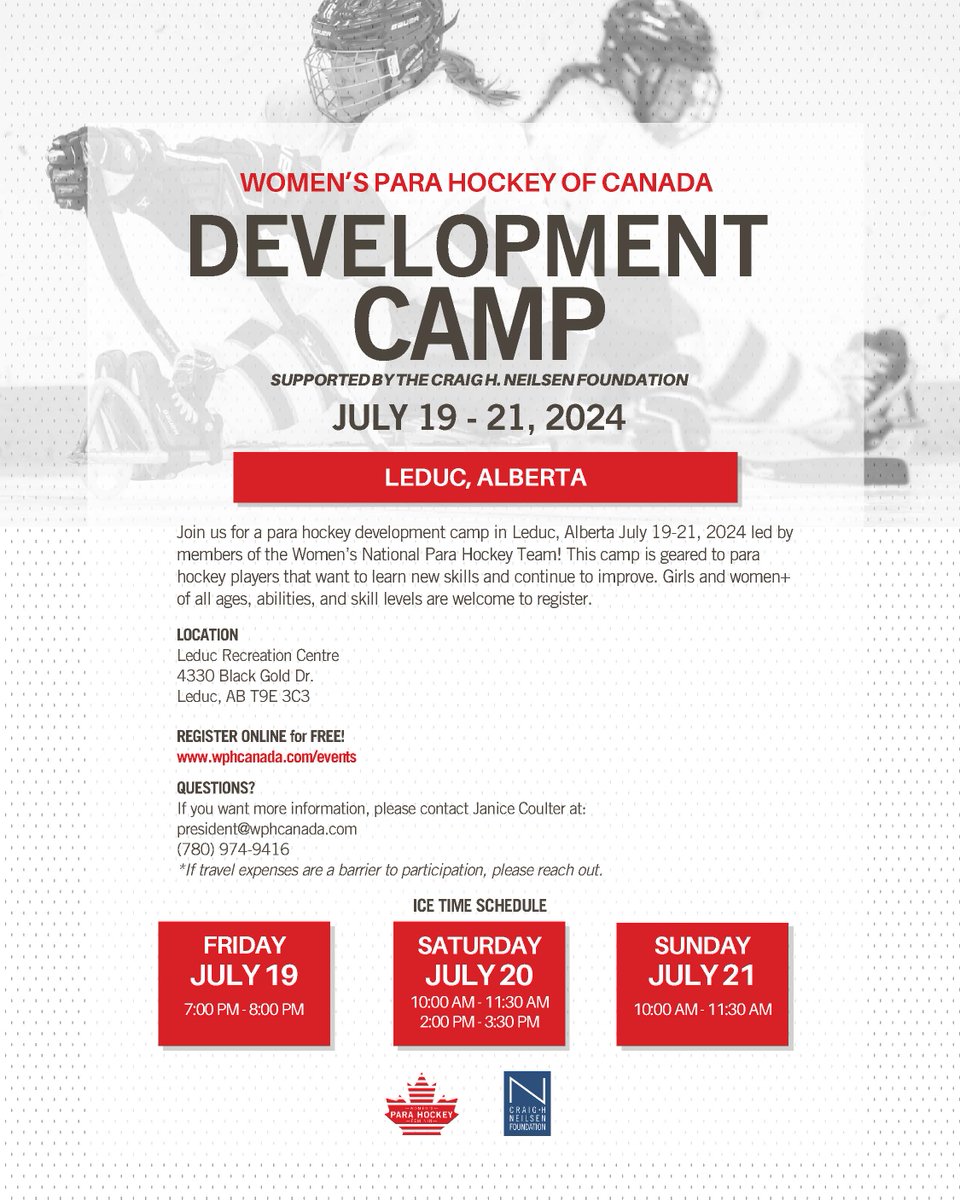 CSHWT's tweet image. Registration for our 2024 Leduc Development Camp is officially open!  

Girls and women+ of all ages, abilities, and skill levels are welcome to register.  

Register Online for Free: 
🌐 wphcanada.com/events