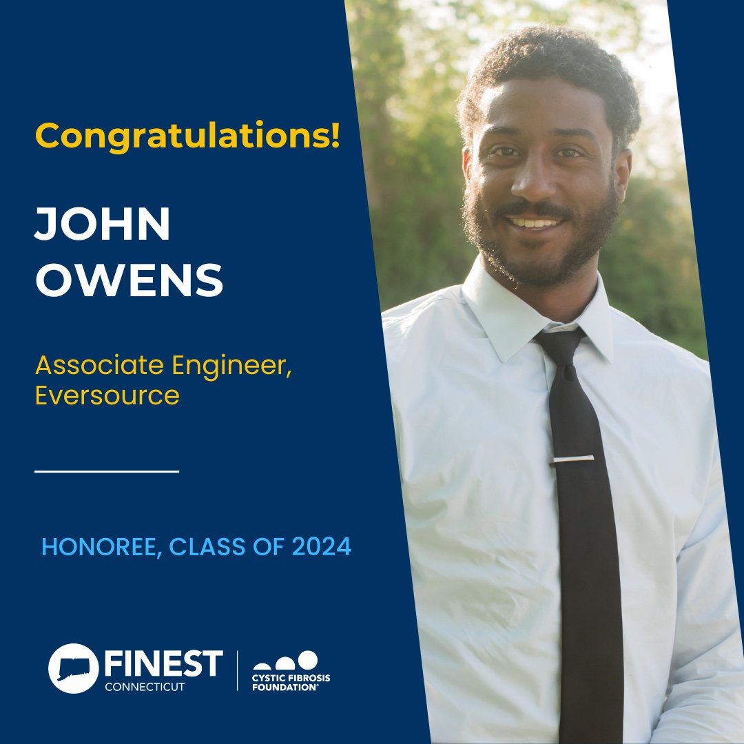 Join us in welcoming John Owens of Eversource to the Connecticut's Finest class of 2024! Congratulations and thank you for your commitment to a cure for cystic fibrosis.

To learn how you can support John's fundraising efforts, please visit: finest.cff.org/CTFinest/JOhel…