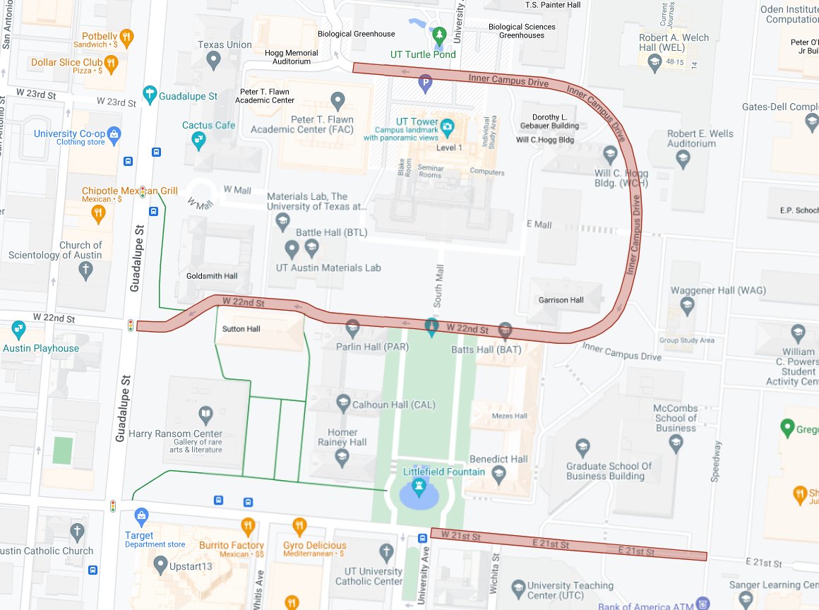 utaustinparking's tweet photo. 🚘🛑🚧 Street Closures This Weekend 🚧🛑🚘

📍 21ST STREET (b/w University Ave. &amp; Speedway) - closed Saturday at 6 p.m. to Sunday at 11:59 p.m. 
📍 INNER CAMPUS DR. - closed Sunday 1 p.m.-11 p.m.

Details at https://t.co/AK7piD9JN4 https://t.co/5DaozomXKf