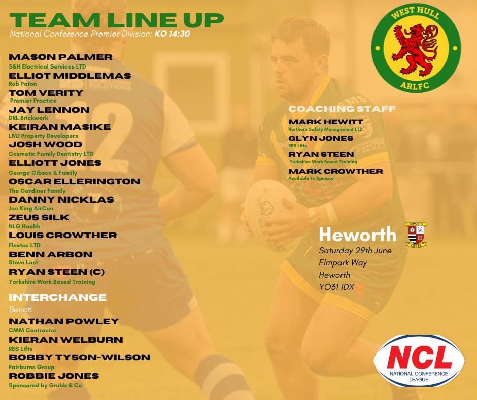 West Hull Rugby League (@westhullrl) on Twitter photo 📣 The National Conference team make the short trip to <a href="/HeworthRugby/">HEWORTH ARLFC</a>
Here is your 17 man squad 🔰🔰 📣 The National Conference team make the short trip to <a href="/HeworthRugby/">HEWORTH ARLFC</a>
Here is your 17 man squad 🔰🔰