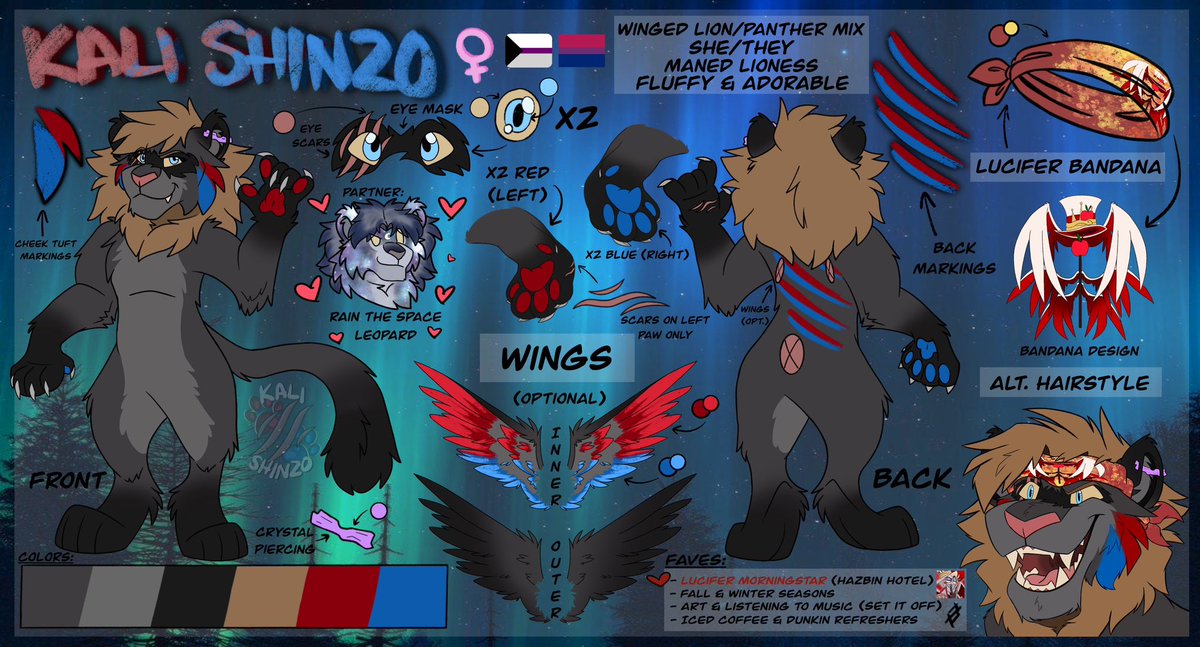 thesalt_muffin's tweet photo. New Ref Sheet Update for my main gal!!! :D Absolutely adore how far she has come and I can’t wait to create more pieces with her upgrades!! :3

🍎🦁🪽

#furry #fursonadesign #newrefsheet #upgrades https://t.co/CN8UUJQW0r