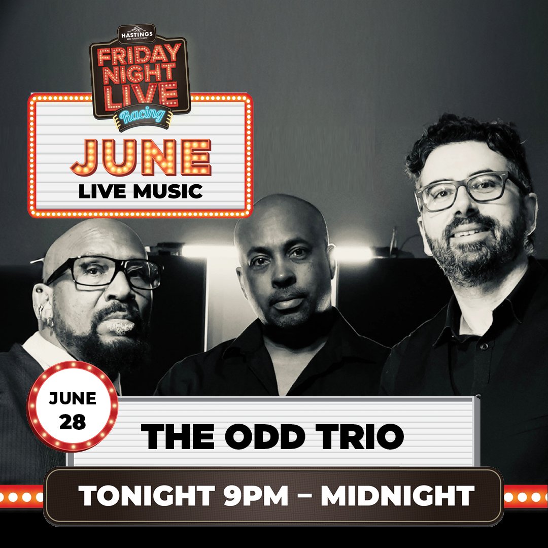 It's Friday Night Live! 

7 races with the action starting at 7PM. 

For reservations or to download the race program visit: greatcanadian.com/racing/hasting…

Stay late and watch The Odd Trio perform live in Eclipse Lounge. No cover. Must be 19+.