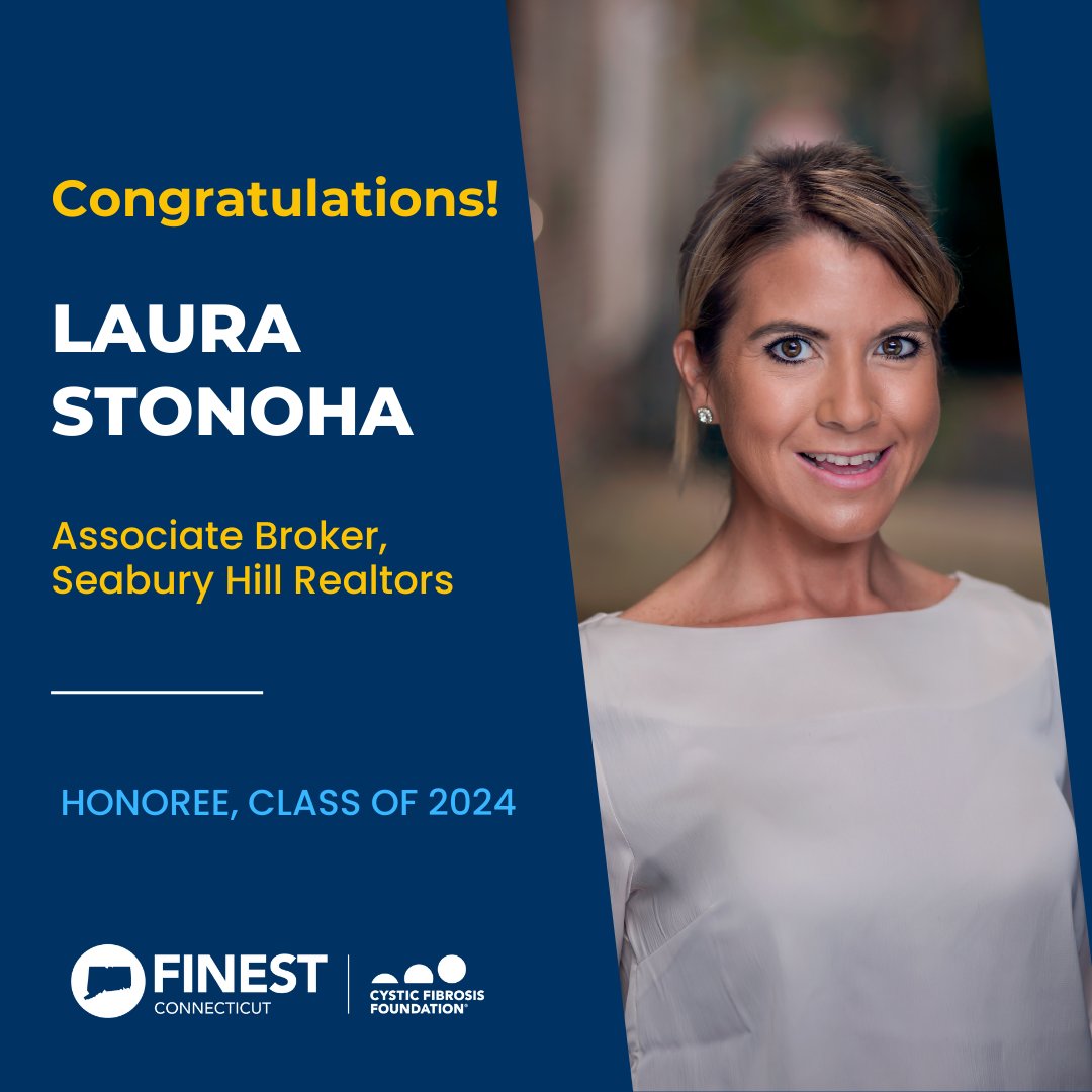 Join us in welcoming Laura Stonoha of Seabury Hill Realtors to the Connecticut's Finest class of 2024! Congratulations and thank you for your commitment to a cure for cystic fibrosis.

To learn how you can support Laura's fundraising efforts, please visit: finest.cff.org/CTFinest/laura…