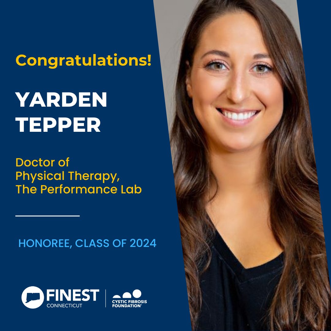 Join us in welcoming Yarden Tepper of The Performance Lab to the Connecticut's Finest class of 2024! Congratulations and thank you for your commitment to a cure for cystic fibrosis.

To learn how you can support Yarden's fundraising efforts, please visit: finest.cff.org/CTFinest/yarde…