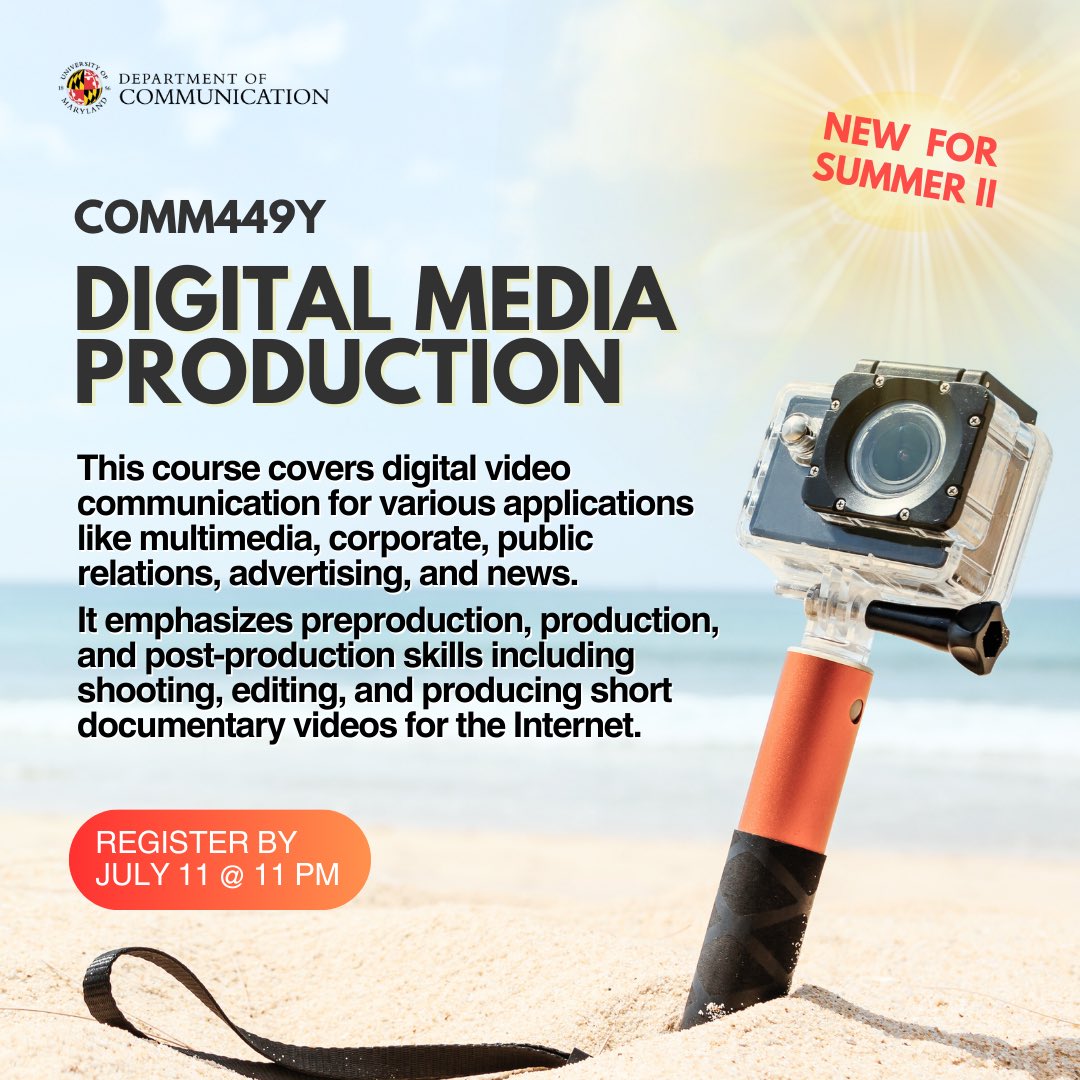 Students asked, and we delivered. New for Summer 2...

🔥 COMM449Y: DIGITAL MEDIA PRODUCTION! 🔥 

Deadline to register for SII is Thurs, July, 11 at 11pm.