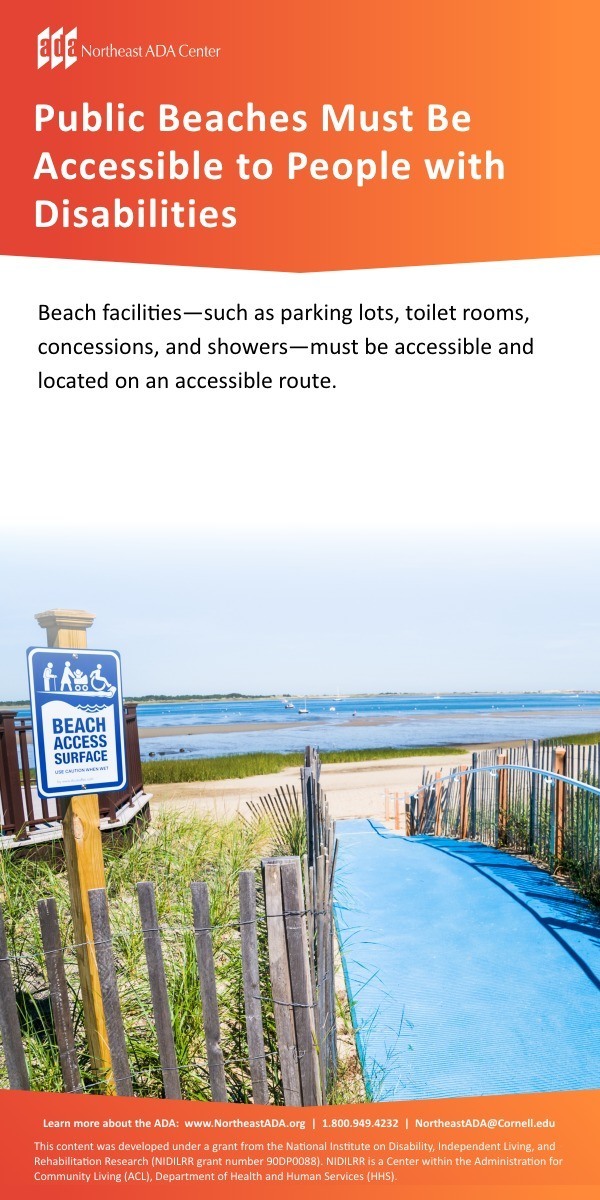 NortheastADA's tweet photo. Are you getting ready to head to the beach this holiday weekend?! Did you know public beaches must be accessible to people with disabilities? Contact the Northeast ADA Center if you have ADA-related questions - Call us at 1.800.949.4232 #ADA #AccessibleBeach https://t.co/KsvtlE0I44