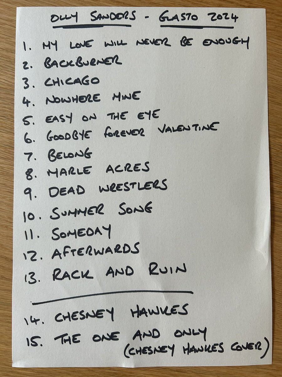 Got my #Glastonbury setlist sorted.

Now I just need to be invited to play.