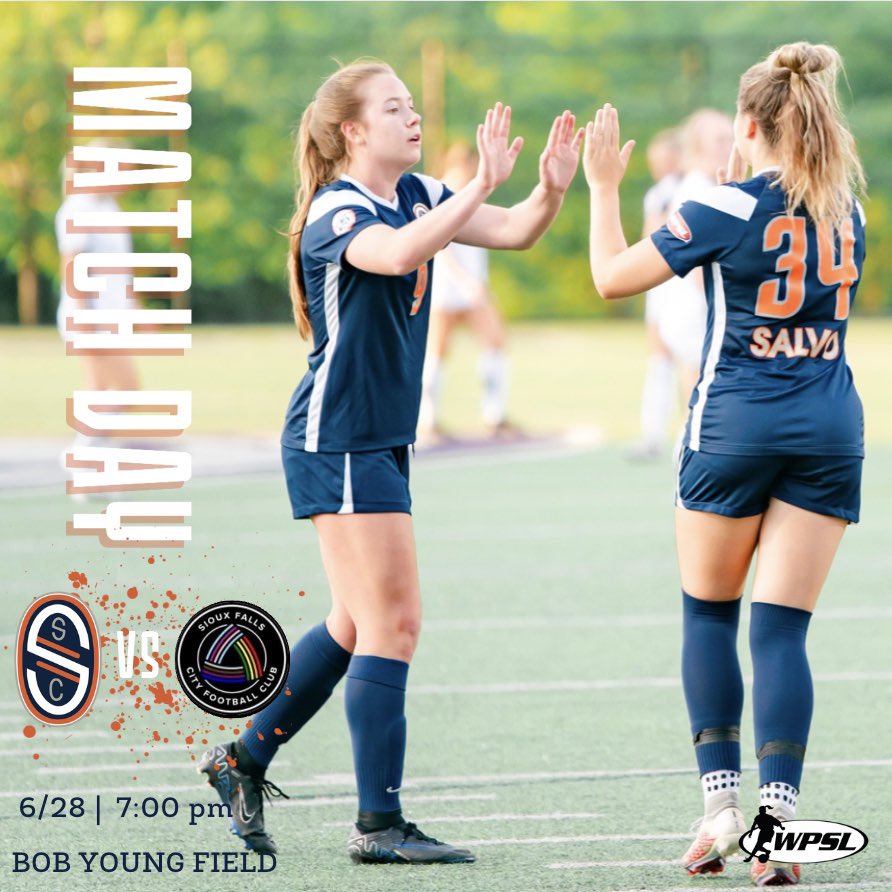 MATCH DAY!!!! 

🆚Sioux Falls City FC
📅Friday, June 28
⏰7:00 PM
📍Bob Young Field 
🏆<a href="/WPSLCentral/">WPSL Central Region</a> Regular Season