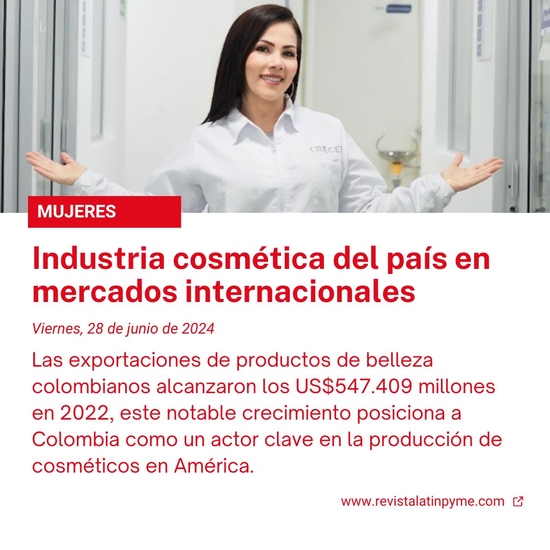 🚀 Crecel Lab impulsa la industria cosmética de Colombia 🚀

Con ventas de US$20M y 600 productos, esta empresa liderada por Lina Calle se expande a EE.UU., México, y más. 🌿✨

🔗 Descubre más en : lnkd.in/e8cdQZKP

#IndustriaCosmética #Exportaciones #Innovación