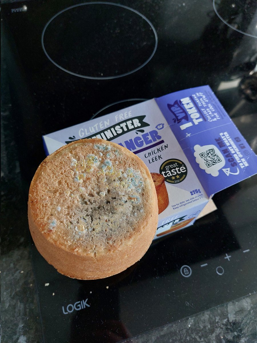 calumhodgetts's tweet photo. Absolutely appalling that this pie costs £5.20 in @sainsburys! The most unhygienic packaging I've seen - just a loose pie in a cardboard box! Did @pieminister not consider that any moisture from the shop shelf could start mould growth?! https://t.co/fa1Dq6gZa2