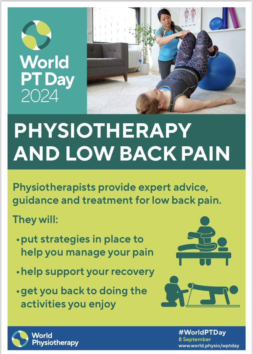 Khaled37807033's tweet photo. World PT Day takes place every year in  8 September. In 2024 the day will focus on Low back  pain. https://t.co/XVrSm1j9md