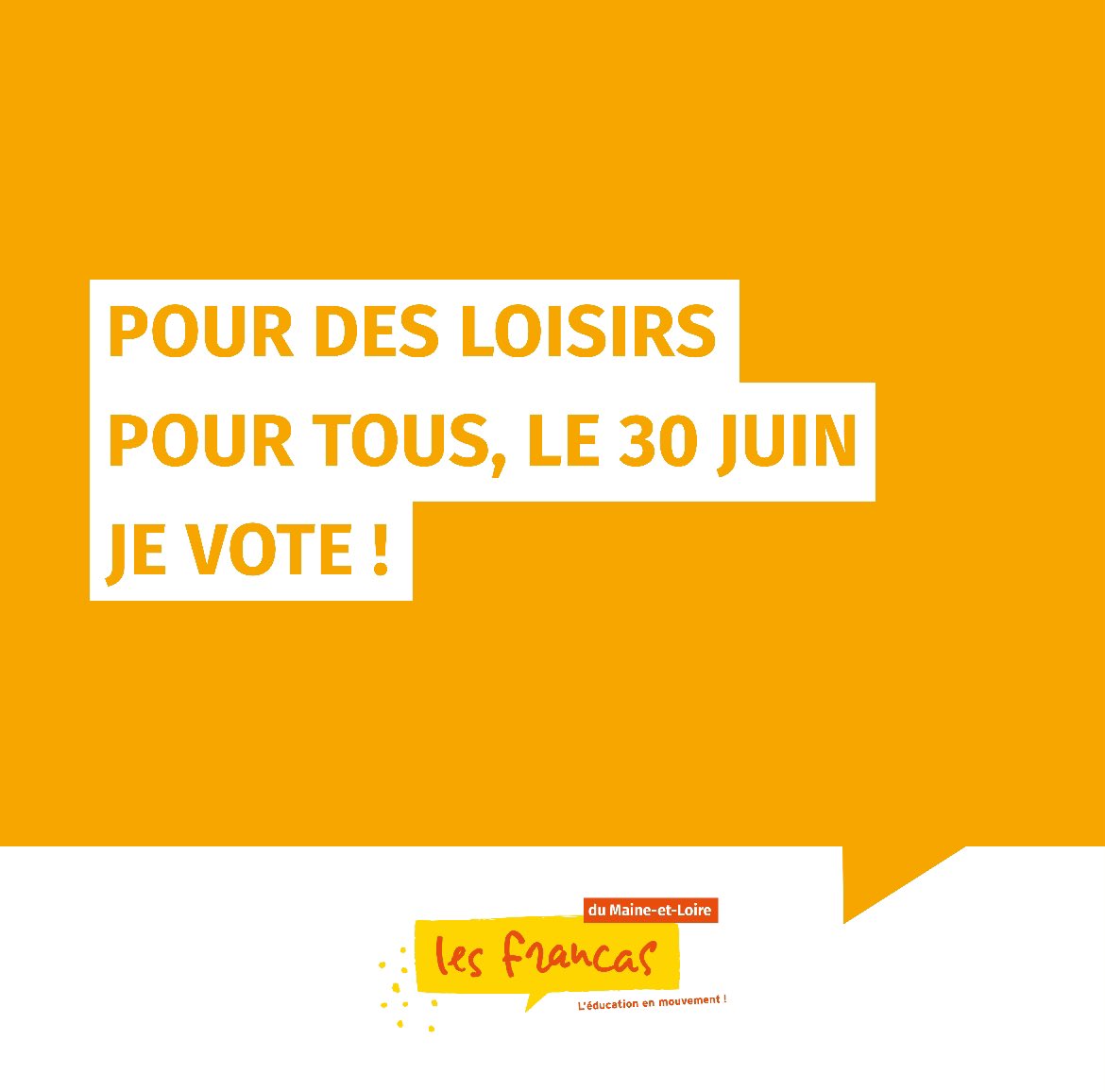 [Mobilisation] 

Car agir pour l‘accès aux loisirs éducatifs pour tous les enfants et tous les jeunes est notre ambition, le 30 juin prochain, je vote ! 

Rejoignez nous au service de l’enfance et de la jeunesse !