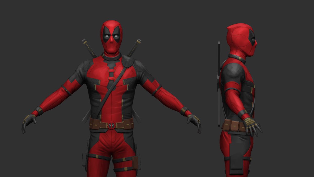 Estuve mejorando algunas partes, y esto son un par de capturas de Zbrush con color y luces en Photoshop🧐

#deadpool #deadpoolandwolverine #zbrush