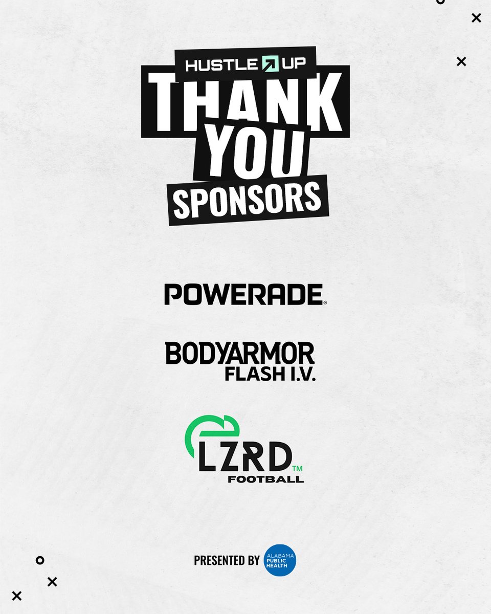 Hustle Up (@gohustleup) on Twitter photo A big thank you to the sponsors of this year's Hustle Up Tournament! Without their support, this event would not be possible.
<a href="/ALPublicHealth/">Alabama Public Health</a> | <a href="/lzrdtech/">LZRD Tech, Inc.</a> | <a href="/POWERADE/">POWERADE</a> A big thank you to the sponsors of this year's Hustle Up Tournament! Without their support, this event would not be possible.
<a href="/ALPublicHealth/">Alabama Public Health</a> | <a href="/lzrdtech/">LZRD Tech, Inc.</a> | <a href="/POWERADE/">POWERADE</a>