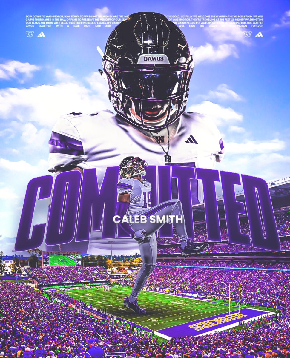 Caleb Smith (@caleb_smith19) on Twitter photo 1000% Committed!! ALL GLORY TO GOD!!
<a href="/UW_Football/">Washington Football</a> <a href="/CoachJeddFisch/">Jedd Fisch</a> <a href="/CoachKaufusi/">Jason Kaufusi</a> <a href="/Ballhawk__8/">Armond Hawkins JR “Mondo”</a> <a href="/CoachJRich/">John Richardson</a> @UWCOACHMAC <a href="/CoachWarren23/">Frank Warren</a> <a href="/JaylonCrawford/">Coach Jaylon 🃏</a> <a href="/CoachL__/">Coach L</a> 1000% Committed!! ALL GLORY TO GOD!!
<a href="/UW_Football/">Washington Football</a> <a href="/CoachJeddFisch/">Jedd Fisch</a> <a href="/CoachKaufusi/">Jason Kaufusi</a> <a href="/Ballhawk__8/">Armond Hawkins JR “Mondo”</a> <a href="/CoachJRich/">John Richardson</a> @UWCOACHMAC <a href="/CoachWarren23/">Frank Warren</a> <a href="/JaylonCrawford/">Coach Jaylon 🃏</a> <a href="/CoachL__/">Coach L</a>